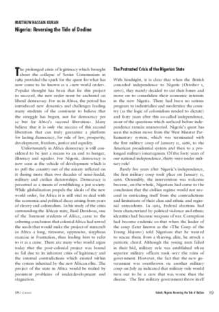 Nigeria: reversing the tide of decline